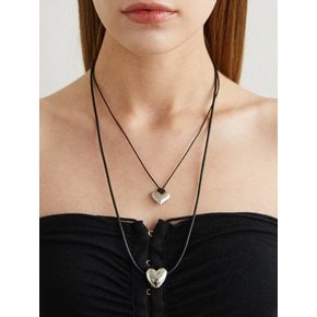 BIG HEART LEATHER STRING NECKLACE (2colors) AN223008