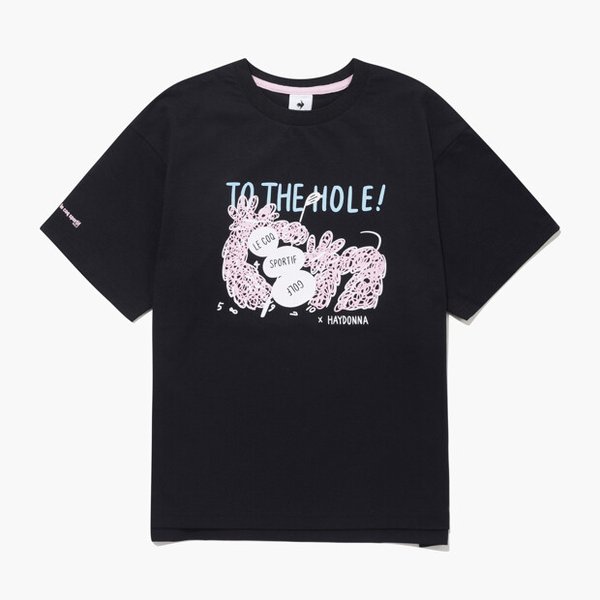 [여주점] [콜라보_하이다나]여성 라운드 티셔츠 GQ222LRS62 BLCK