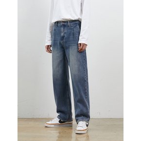 DENIM ONE TUCK WIDE PANTS D BLUE