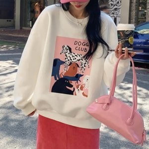 디작소 여성 가을 데미 후드 루즈핏 탑 맨투맨 티셔츠