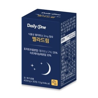 데일리원 식물성 멜라토닌 2mg 함유 멜라드림 400mg X 30정 1통