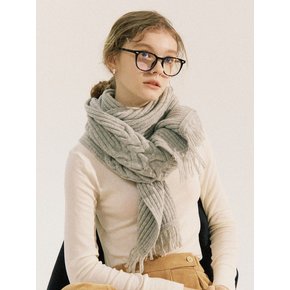 Snug Wool Knit Long Muffler[ Grey, Light Khaki ]