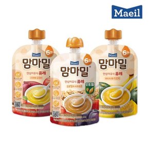 맘마밀 안심이유식 6개월 퓨레 3종 100g 혼합 구성 총 10팩