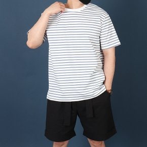 WUN523 남자 빅사이즈 분또 스트라이프 단가라 반팔티