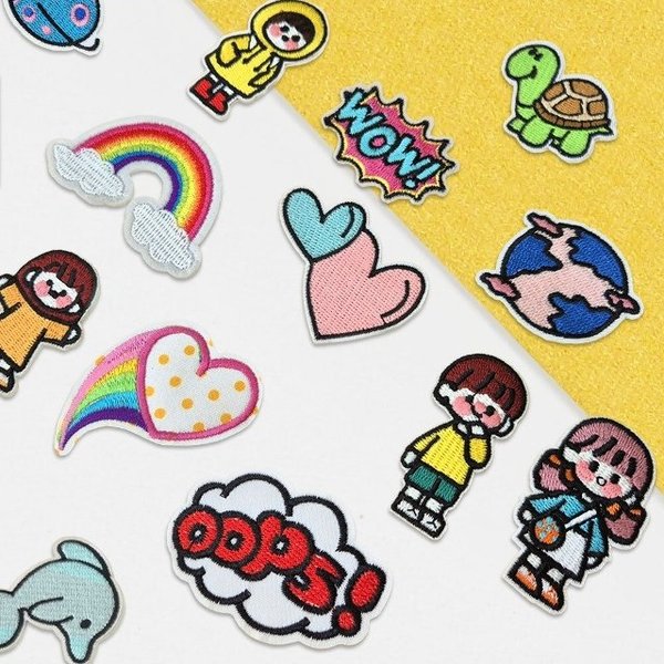 패브릭 전용 열부착 디자인 자수 패치 일러스트(I) (WFJJ4DW)