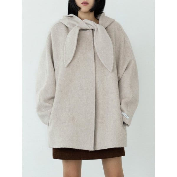 SHAWL WOOL HALF JACKET (IVORY)