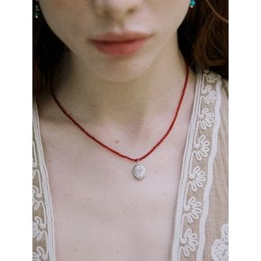 Vintage pendant with red gemstone necklace