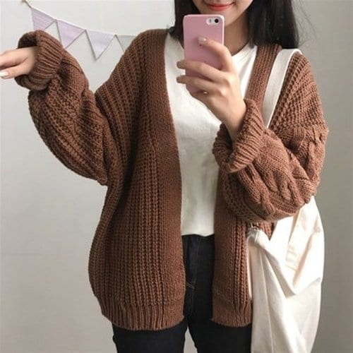 여자카디건 꽈배기 골지 니트가디건