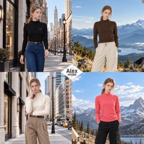 [AlexHOUND] 여성 하프넥 양면기모 데일리 티셔츠