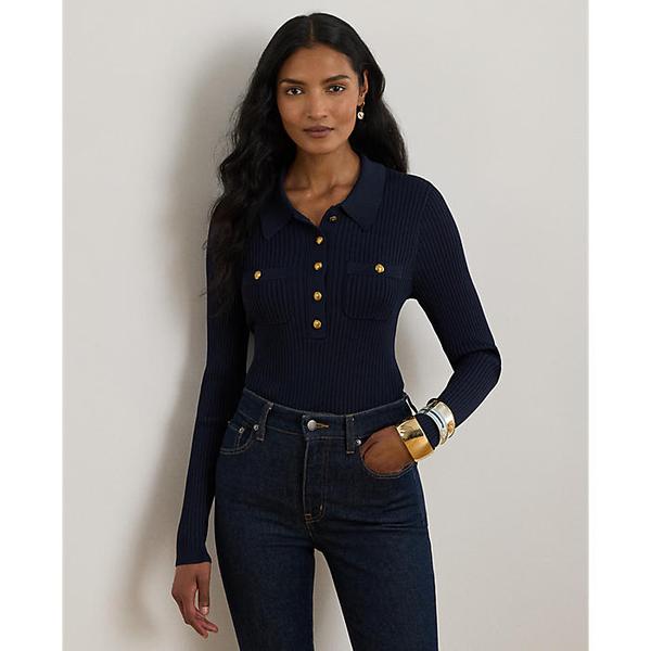 리브 니트 롱 슬리브 폴로 스웨터(WMLRSWES6820863410)