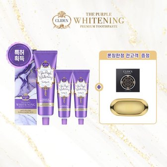  클라이덴 더 퍼플 미백치약 130g+40g*2개+인테리어2종