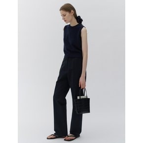 Belted twil pants (Dark navy)