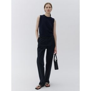 Belted twil pants (Dark navy)