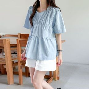 바스락 나일론 여름 밴딩 A라인 블라우스 빅사이즈 티셔츠  a940_P419809775