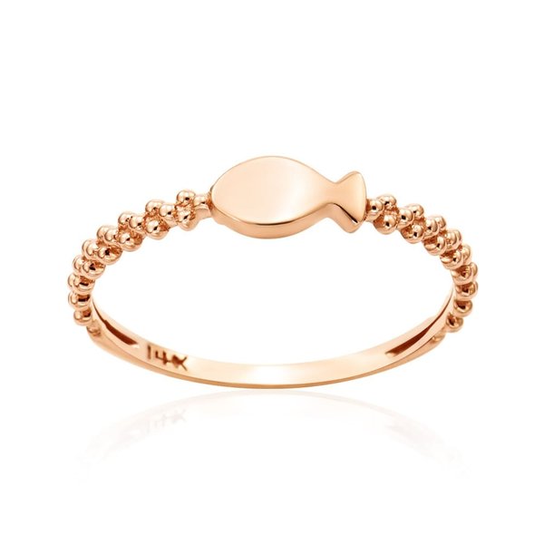 [비앤비골드] 14K 미니 물고기 각인 커스텀 버블볼 반지 SRS41943