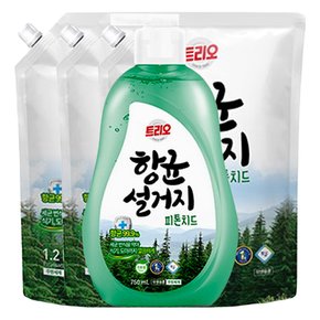 트리오 항균설거지 피톤치드 주방세제(용기750ml 1개+리필1.2L 3개)