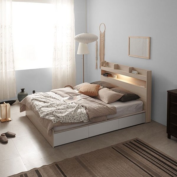 보루네오 라보떼 뷰티 LED 서랍침대 SS (자가드독립40T) LB04 (수도권무배)