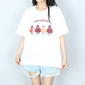 (박스티) 해피 라운드 오버핏 반팔 티셔츠