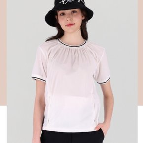 여성 옷깃 셔링 포인트 우븐 티셔츠 6J-43051