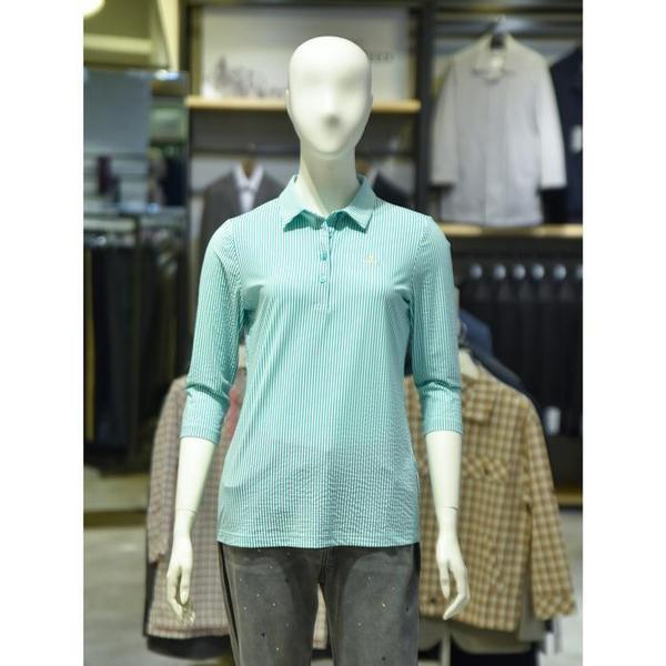 그린조이 세이브존03 골프 여성 여름 스트라이프 7부소매 티셔츠 SAV GP23KY22W(민트)(1)