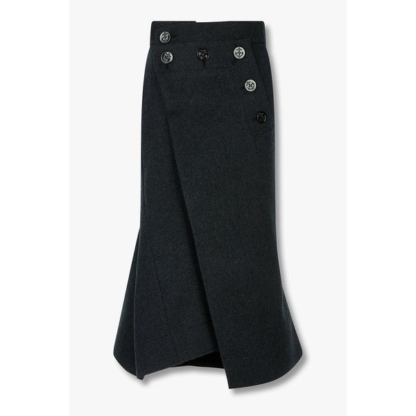 여성 울 멜턴 버튼 디테일 스커트 6415316510000