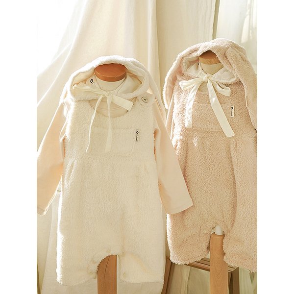 포근하고 제일 귀엽죠 - 베이비 퍼 멜빵 바디슈트