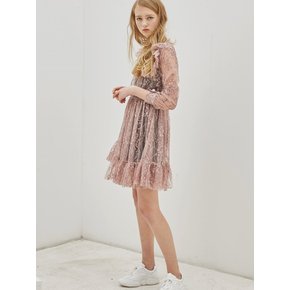 Rectangle Ruffle Lace Dress_Pink