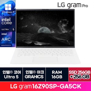 LG [청구할인][정품 윈도우11홈]LG전자 그램 프로 16인치 16Z90SP-GA5CK 16GB  + 256GB 추가 ON