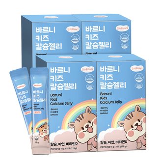 건강한약속 바른 키즈 칼슘 젤리 어린이 아연 비타민D 15g x 15포, 4박스