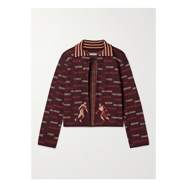 보디 그리다이언 코튼 자카드 가디건 버건디 1647597351291777