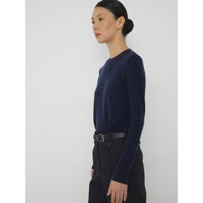 Wool jersey sleek neck top navy