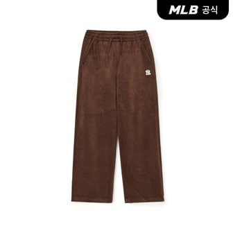 MLB [코리아공식] 여성 베이직 스몰로고 골지 벨로아 세미 와이드팬츠NY(Br)