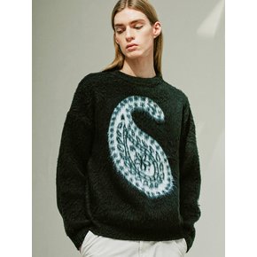 BULKY BRUSH PAISLEY SWEATER BLACK