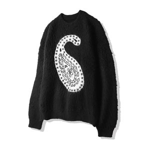 BULKY BRUSH PAISLEY SWEATER BLACK