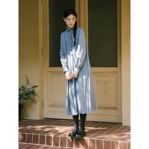 24FW Dots Pleated Dress_BLUE