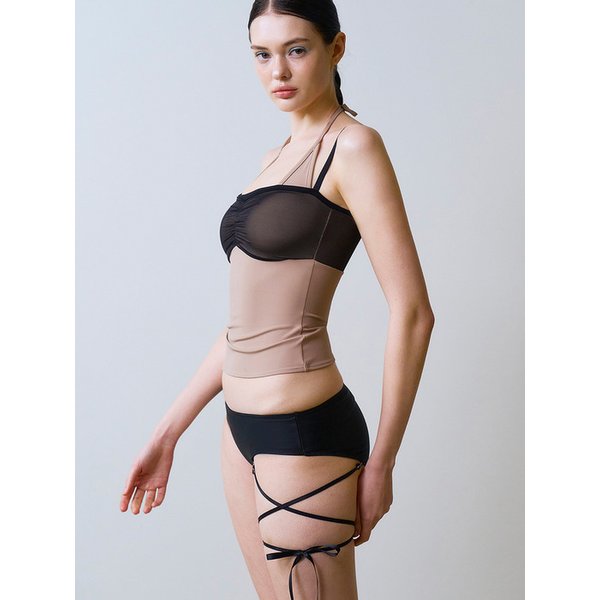 레이어드 셔링 믹스 비키니브라 (Beige)