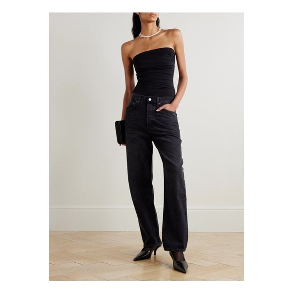 기네스 스트랩리스 주름 스트레치 저지 보디스 블랙 46376663162898579