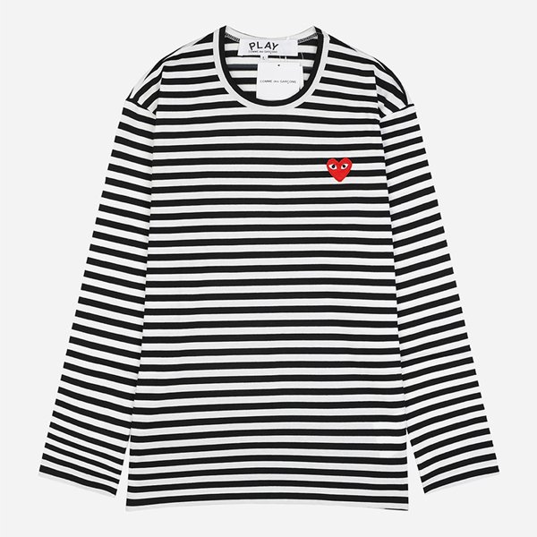 [시흥점] 5F AX T164 051 1 레드 하트 스트라이프 롱슬리브 티셔츠 블랙 화이트