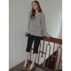Vintage Check Ruffle Blouse_Ash Gray(OB6BL15)