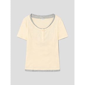 Layered Henley Neck TShirts  Lemon (KE6540M10F)