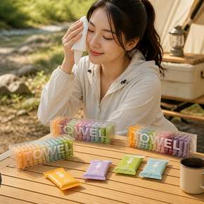 압축 휴대용 티슈 세면 타월 캠핑 야영지 위생 소모품
