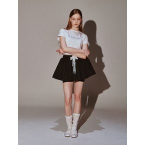 Frill Mini Shirring Skirt Black