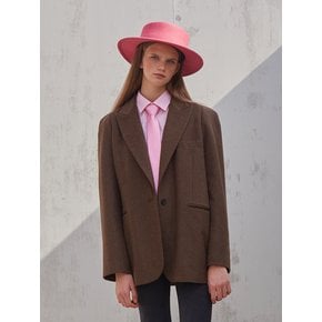 Oversized wool shoulder Jacket_Brown