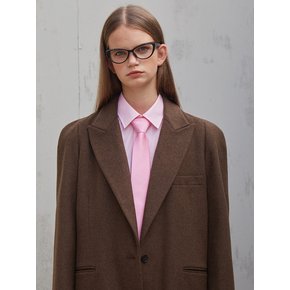 Oversized wool shoulder Jacket_Brown