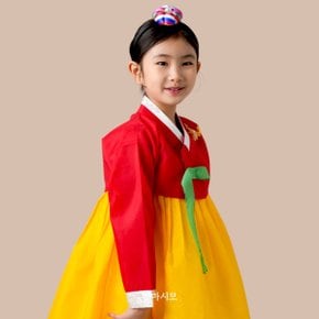 오색찬란 홍색저고리 여아한복 백일 돌 아기 1세부터 10세