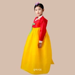 오색찬란 홍색저고리 여아한복 백일 돌 아기 1세부터 10세