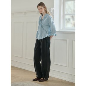 OPEN COLLAR KNOTTED SHIRT_YB4LS01