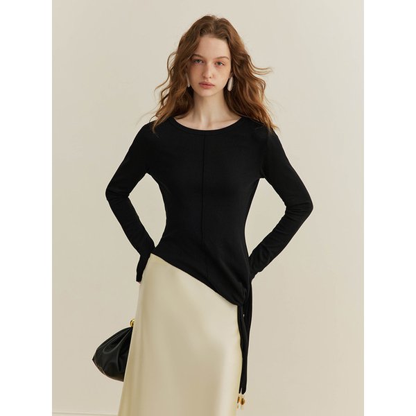 YY_Beaded lace-up top_2color