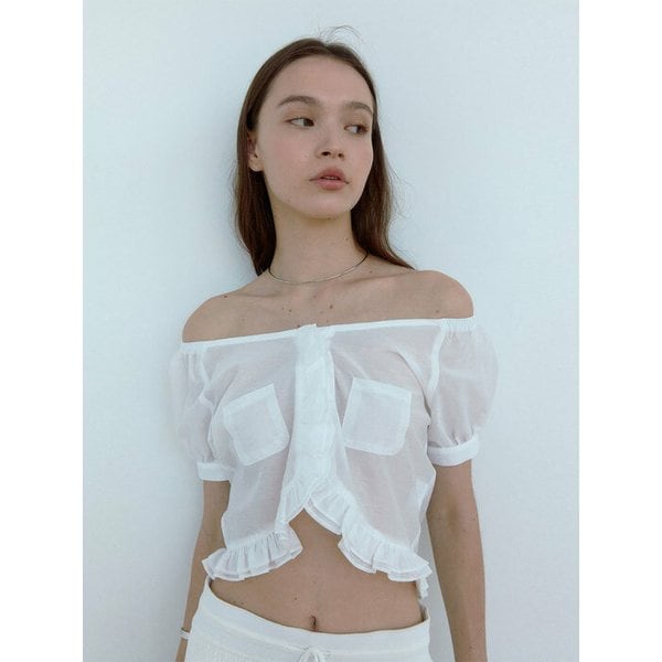[리퍼브]TWO POCKET OFF-SHOULDER BLOUSE [WHITE]