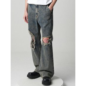 Minimal Bootscut Destroyed Denim Pants CAMEL  BLUE